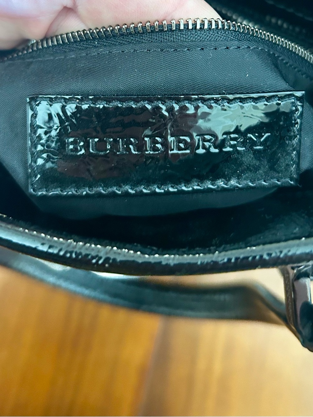 Burberry Black, Gray and White Plaid Leather-Trim Tote - Picture 7 of 10